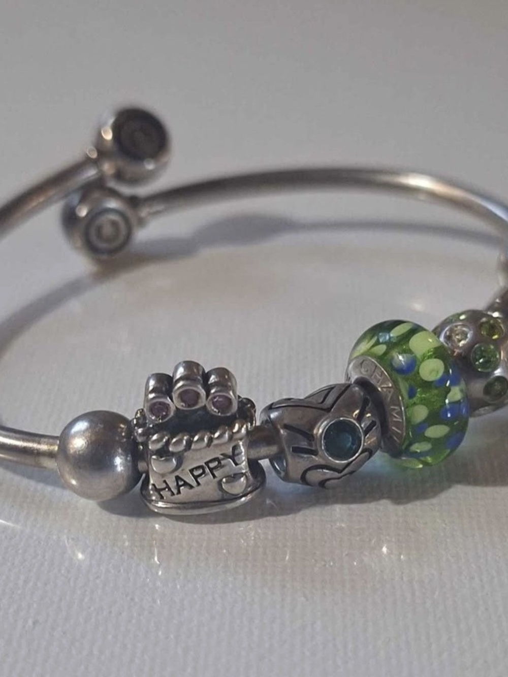 Happy Birthday Chamilia Sterling Silver Charm Bracelet Pokadots